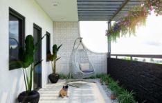 The paint colors make the balcony beautiful and impressive